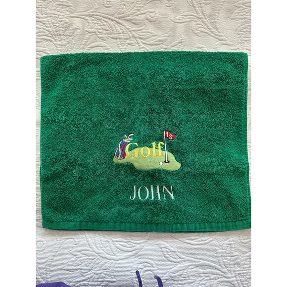 John Men's Green 100% Cotton Golf Towel - Picture 1 of 5